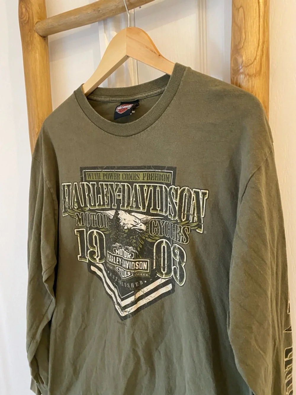 Harley Davidson Friuli Italy Olive Green Long Sleeve T-Shirt Large - Picture 5 of 6